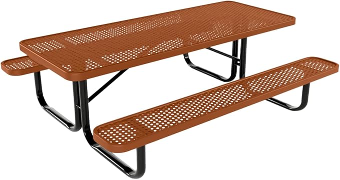 COATEDOUTDOORFURNITURE Heavy-Duty Portable Outdoor Kids Table, Punched Steel Kids Picnic Table, Commercial-Grade Picnic Table, Made in America (6ft Rectangular, Childrens, Textured Copper)