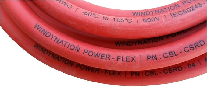 WindyNation 1/0 Gauge AWG (2 Feet Black + 2 Feet Red) Power Inverter Battery Cable Wire Kit for DC to AC Inverters RV, Car, Solar, Marine, Off-Grid