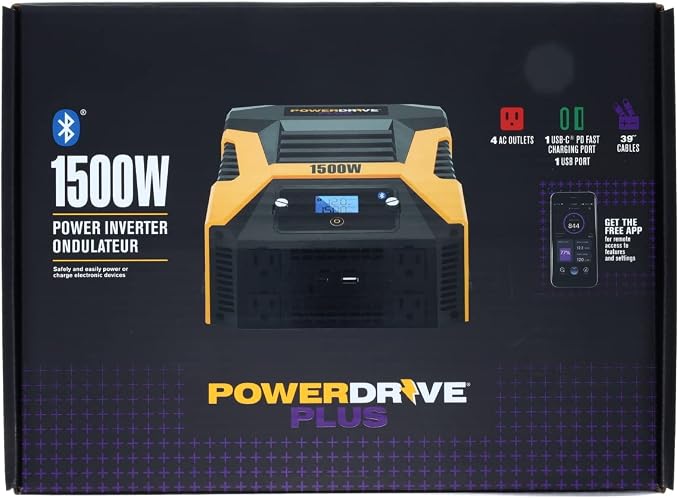 PowerDrive Plus PWD1500P 1500 Watt Power Inverter with Bluetooth(R) Wireless Technology and Remote Control