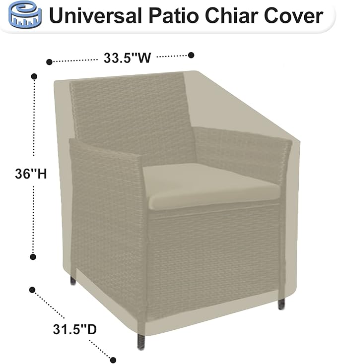 OutdoorLines Outdoor Waterproof Furniture Chair Cover - UV-Resistant Patio Lawn Chair Covers for Outdoor Furniture Windproof Heavy Duty Chair Covering, 1 Pack, 33.5Wx31.5Dx36H Inches, Camel