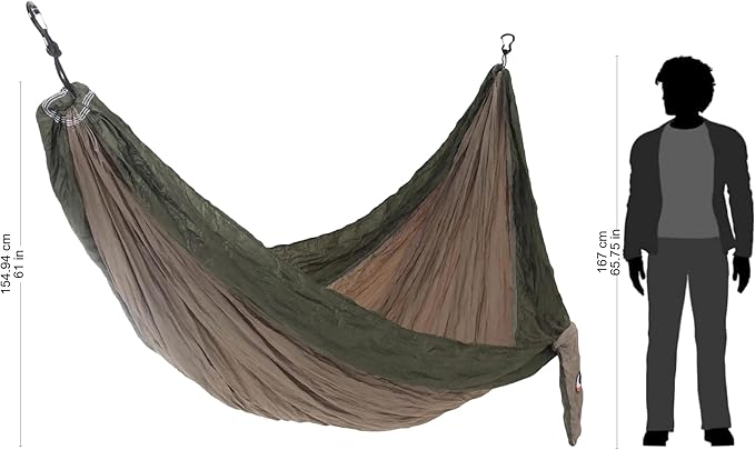 NOVICA Beige with Olive Green Trim Parachute Portable 1 Person Camping Hammock with Hanging Straps, 'Jungle Dreams' (Single)