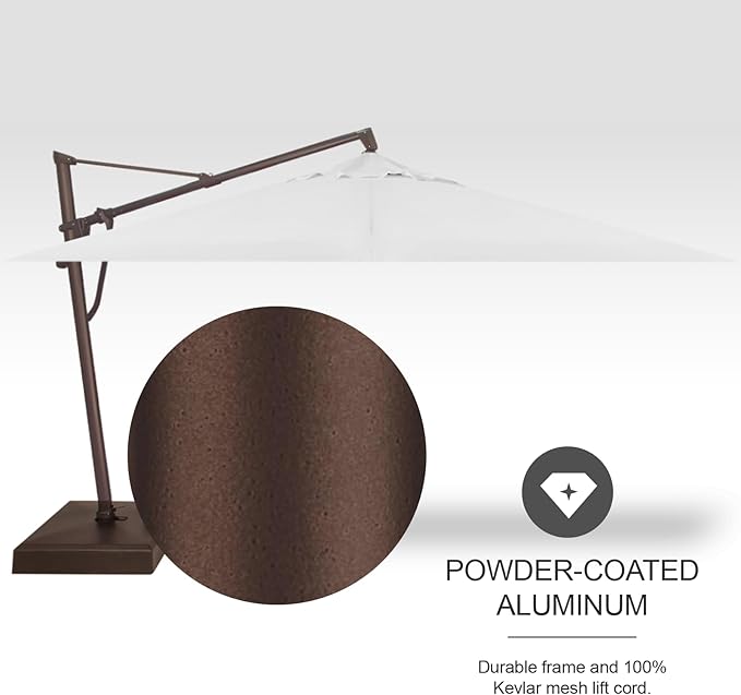 Treasure Garden AKZ PLUS Cantilever Umbrella 10'x13' Rectangular Sunbrella Natural Canopy and Bronze Frame with Rolling Base