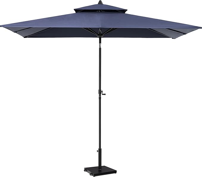 9-10ft Patio Umbrella with Base Included - Outdoor Table Umbrella with 2-Year Fade-Resistant Canopy, 43-lb Heavy-Duty Concrete Umbrella Stand with Wheel for Deck, Porch & Backyard