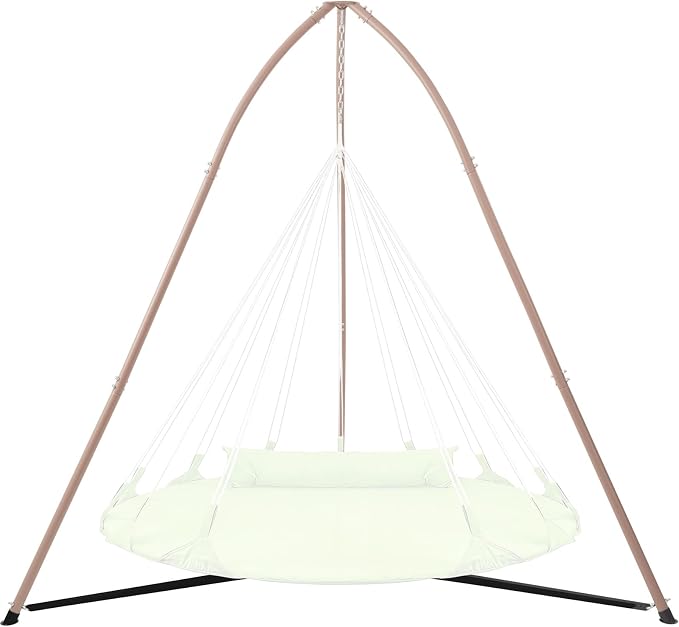 Tripod Hammock Chair Stand for Multi-Use, Heavy-Duty Hammock Chair Stand for Indoor & Outdoor, with Height Adjustable Triangular Design, 330 lbs Capacity, Easy Assembly, Stand Only - Brown