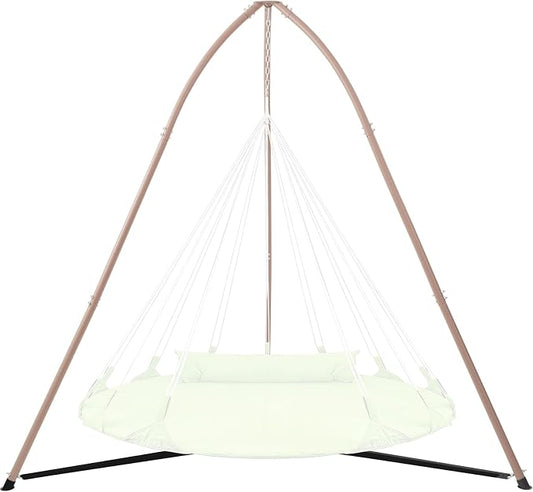 Tripod Hammock Chair Stand for Multi-Use, Heavy-Duty Hammock Chair Stand for Indoor & Outdoor, with Height Adjustable Triangular Design, 330 lbs Capacity, Easy Assembly, Stand Only - Brown