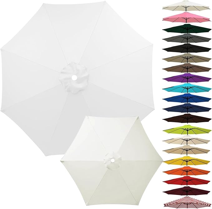 Outdoor Umbrella Replacement Canopy, Patio Umbrella Replacement Top Cover, Outdoor Umbrella Replacement Cloth, 6.5-13.1ft Waterproof UV-Resistant Fabric, for Garden Pool, Canopy Only