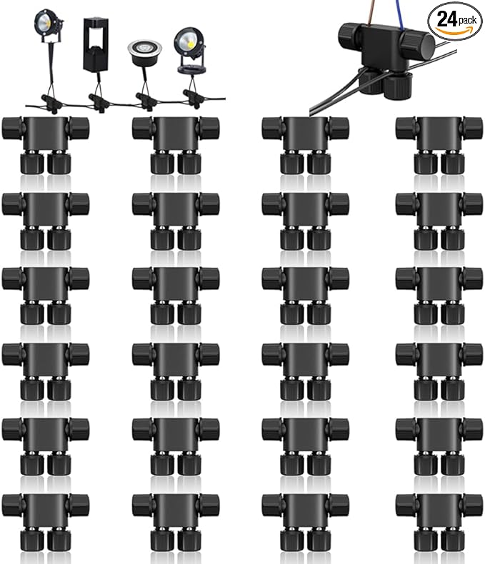 NETEHA 24 Pack Low Voltage 12-18 Gauge Wire Connectors for Landscape Lighting, Pathway Lights, Outdoor LED Lights