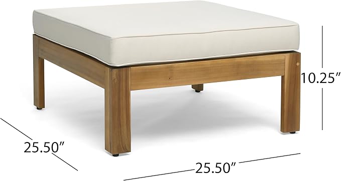 Merax Patio Furniture Set L-Shape Sofa with Table and Cushions for 3-Person, Acacia Wood Outdoor Conversation Set for Patio Deck Backyard Poolside (Beige)