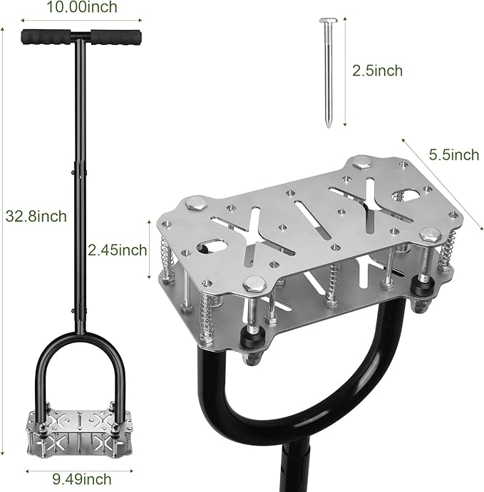 Lawn Core Aerator Tool, Manual Lawn Aerator Tool with Spring-Loaded Automatic Soil Ejection Loosener, Pre-Assembled Stainless Steel Spikes, Dual-Layer Design&Wide Foot Plate for Yard Garden Aeration