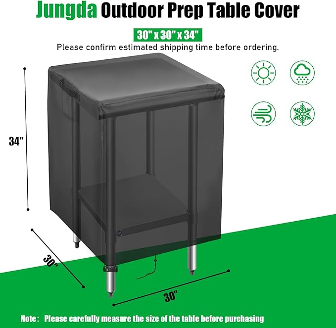 Outdoor Prep Table Cover, 30 Inch Waterproof Stainless Steel Food Table Cover, Patio Pizza Oven Grill Table Cover - 30 x 30 x 34 Inch