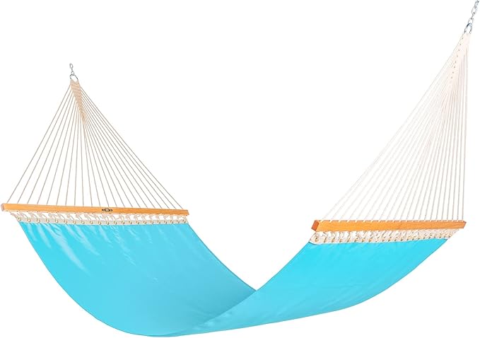 Original Pawleys Island Large Way Aruba Sunbrella Quick Dry Hammock – 13 ft. x 55 in., 450 lb Capacity, DuraCord Rope, Oak Spreader Bar, Handcrafted in The USA