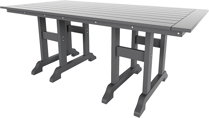 WO Home Furniture Adirondack Patio Dining Chair Table Bench Set of 6 PCS Rectangle Dinner Table Dining Armless Chairs (Gray)