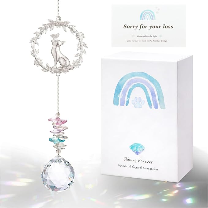 Cat Memorial Gifts for Loss of Cat, Cat Sympathy, Pet Memorial Suncatcher | Thoughtful Cats Remembrance Suncatcher Keepsake, Cat Passing Away Bereavement Memory Gift