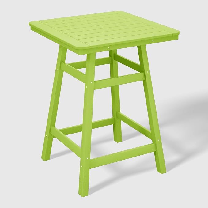 WestinTrends Malibu Square Outdoor Patio Counter High Bistro Bar Table with Umbrella Hole 37" Tall, Lime