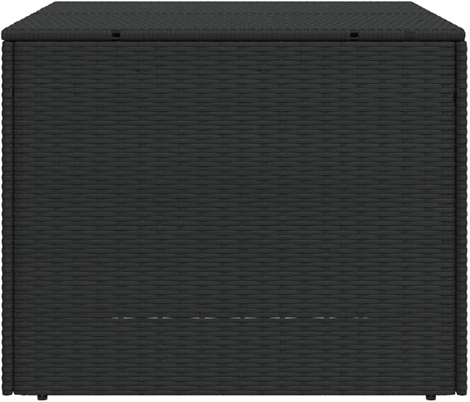 Garden Storage Box Black Poly Rattan Medium Storage Deck Box Deck Chest for Balcony Patio