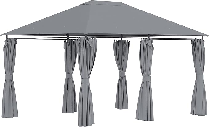 Outsunny 10' x 13' Outdoor Patio Gazebo, Canopy Shelter with 6 Removable Sidewalls & Steel Frame for Garden, Lawn, Backyard & Deck, Gray