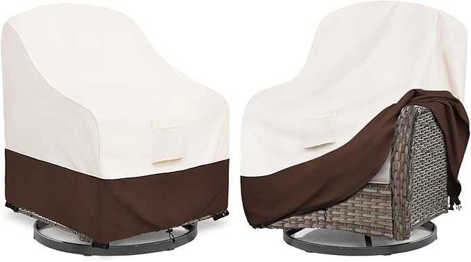Bitubi Waterproof 2 Pack Outdoor Swivel Chair Cover for Patio Chair Size Up to 30W x 34D x 38.5H inch,Outdoor Lawn Patio Furniture Covers (Brown)