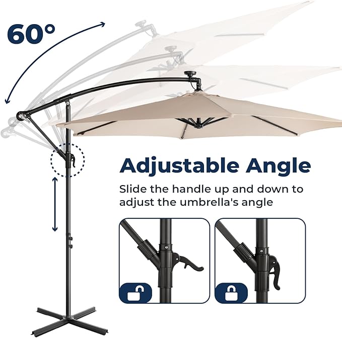 Bonnlo Patio Umbrella with Easy Push Button Tilt Outdoor Patio Umbrella Backyard Market Table Umbrella