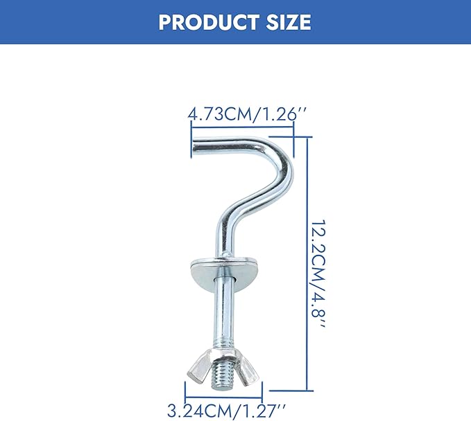 No Rust 3/8 Inch Diameter 2 Pcs Hammock Hooks Galvanized Zinc Hook Heavy Duty Metal Indoor Outdoor Hammocks Replacement Silver Hooks for 1-1/4 to 2 Inch Stand Holes Home Hardware Accessories