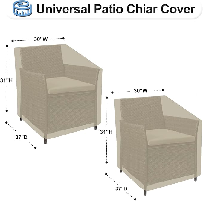 OutdoorLines Outdoor Waterproof Furniture Chair Cover - UV-Resistant Patio Lawn Chair Covers for Outdoor Furniture Windproof Heavy Duty Chair Covering, 2 Packs, 30Wx37Dx31H Inches, Camel