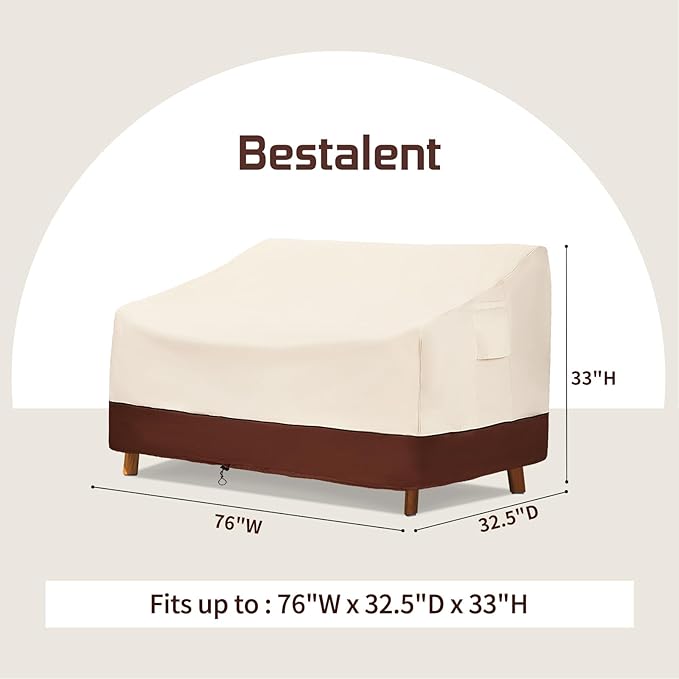 Patio Furniture Sofa Covers Waterproof,3-Seater Outdoor Sofa Covers Fits up to 76W x 32.5D x 33H inches