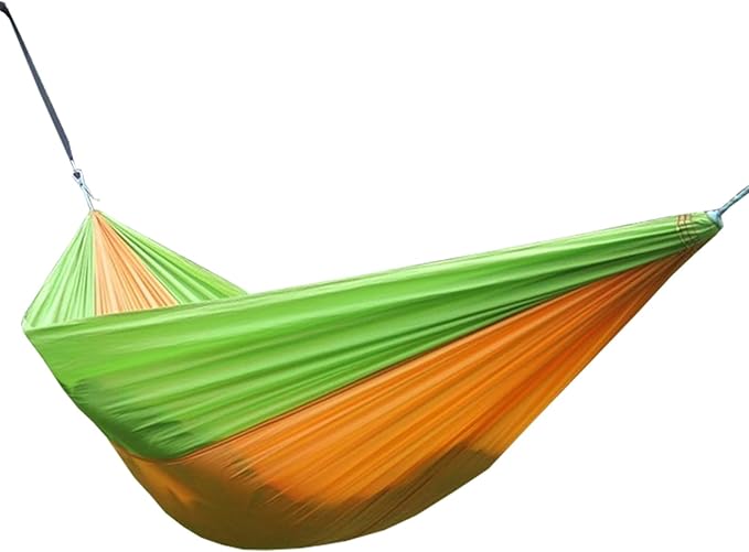 BNEI Outdoor Hammock, Double Hammock, Rope and Storage Bag Included, Suitable for Patio, Park, Outdoor Camping (Yellow with Green)
