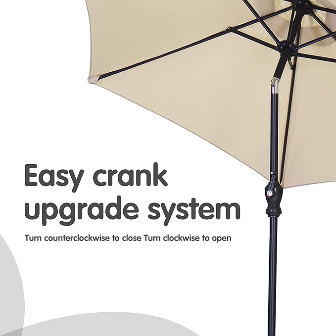 GDY 7.5Ft Patio Umbrella, Outdoor Umbrella Aluminum Market Table Umbrellas with Tilt, Crank and Sturdy Ribs for Lawn, Garden, Backyard and Pool (White)