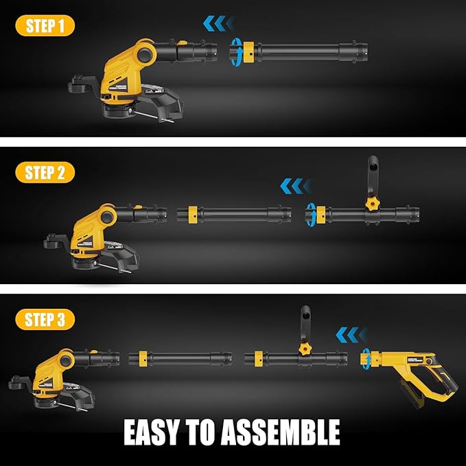 3 in 1 Cordless String Trimmer Compatible with DEWALT 20V MAX Battery(Tool Only), 12" Auto Feed Cordless Weed Eater, Lightweight Electric Weed Wacker & Edger for Lawn, Garden, Yard-Yellow