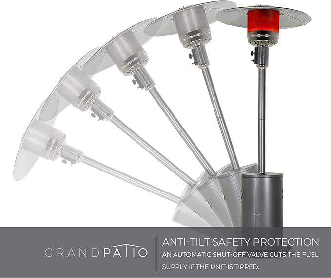 GRAND PATIO Outdoor Propane Heater with Wheels, 48,000 BTU Freestanding Mushroom 7' Powder Coated LP Patio Heater with protective cover, Graphite