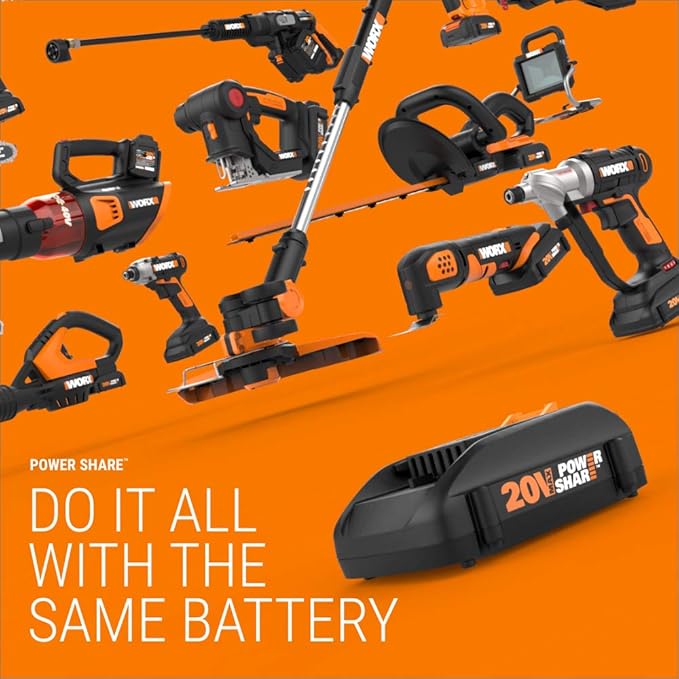 Worx String Trimmer/Edger/Lawn Mower 3-in-1 Grass Trimmer GT Revolution 20V 12" (2 Batteries & Charger Included) WG170 and WORX WA0047 4-Pack String Trimmer Replacement Line, Orange