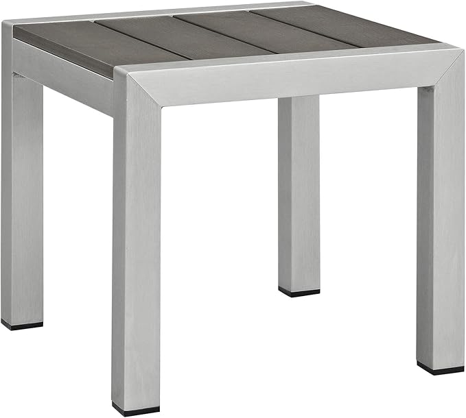 Modway Shore 3-Piece Aluminum Outdoor Patio Furniture Set in Silver Navy