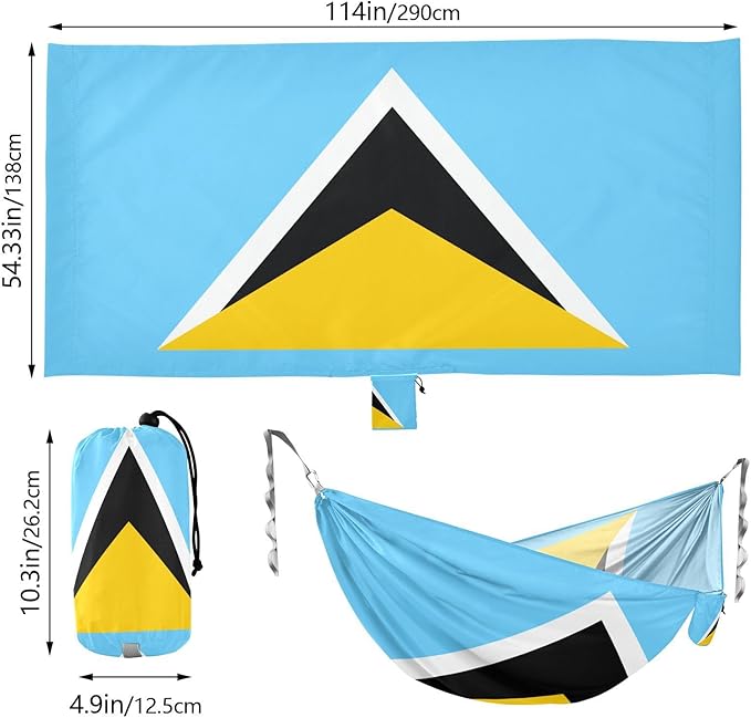National Flag of Saint Lucia Hammocks with Portabl Carry Bag Backyard Hammock for Indoor Outdoor Patio