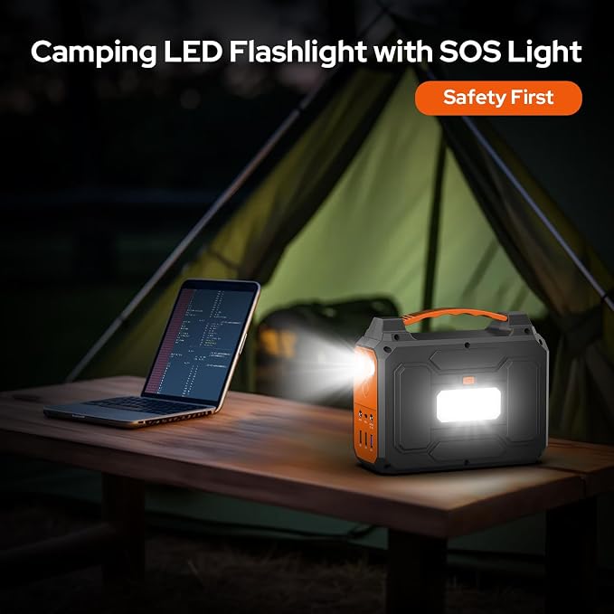 Portable Power Station 100W with 60W Foldable Solar Panel, 110V 65W Power Pack with AC Outlet,Solar Power Bank Generator for Outdoor Smart Device Camping RV Travel Emergency with Solar Charger