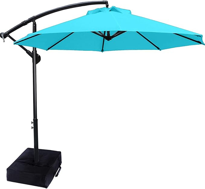 ABCCANOPY Cantilever Patio Umbrella with base included, 360° Rotation Outdoor Offset Umbrella for Backyard, Deck, Poolside