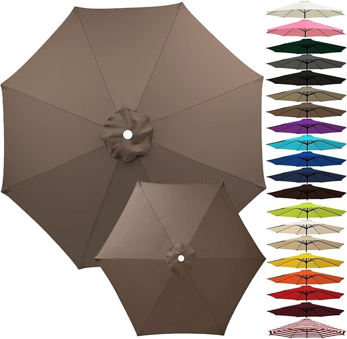 Outdoor Umbrella Replacement Canopy, Patio Umbrella Replacement Top Cover, Outdoor Umbrella Replacement Cloth, 6.5-13.1ft Waterproof UV-Resistant Fabric, for Garden Pool, Canopy Only