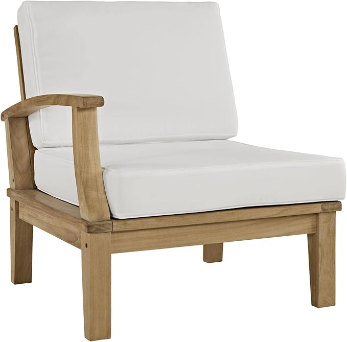 Modway Marina Premium Grade A Teak Wood 8-Piece Outdoor Patio Furniture Set in Natural White
