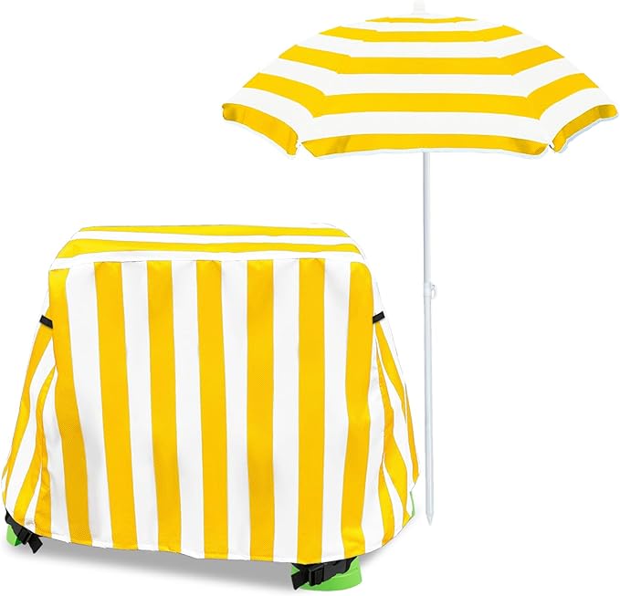 Kids Water Table Umbrella and Cover, Heavy-Duty 600D Waterproof Anti-UV Dustproof Water Table Cover with Umbrella, Compatible with Step2 Rain Showers Splash Pond Water Table, Yellow