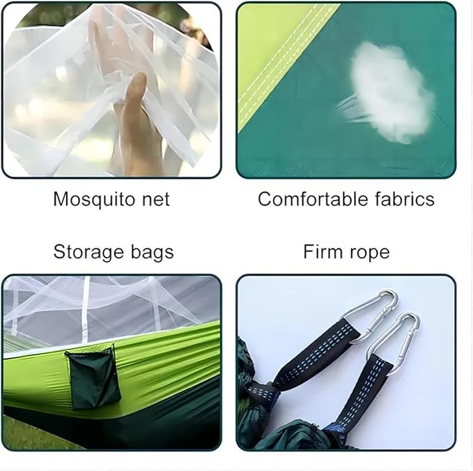 Hammock Portable Outdoor Camping Leisure Double Mosquito Net Hammocks Garden Travel Tourist Nature Hike Sleeping Hanging Hammock Swing Quick-Opening(Style 5)