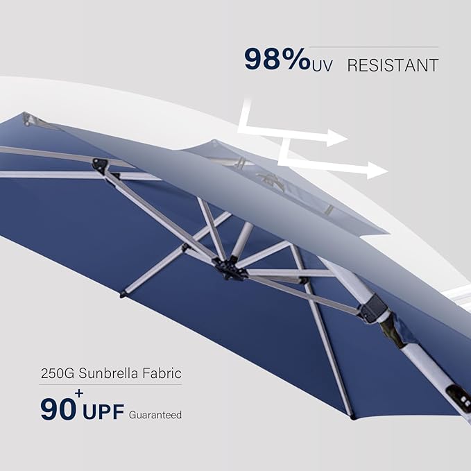 Patio Umbrella, Rectangle Outdoor Cantilever Umbrella, Aluminum Offset Umbrella with Champagne Frame for Pool Deck Garden Outdoor shade for Garden Deck Pool Patio, Beige(Weighted Base Not Include)