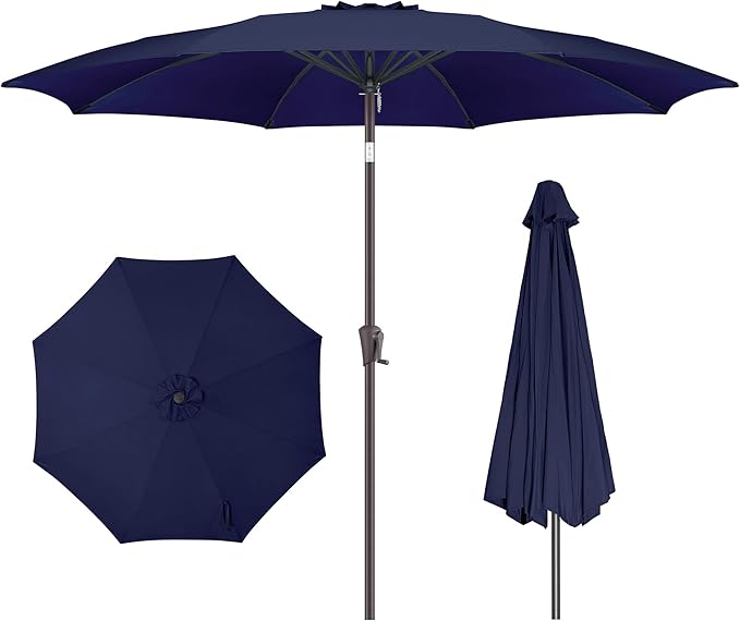 10ft Outdoor Patio Umbrella - Table Umbrella Waterproof UV Protection, Sombrillas de Patio with Push Button Tilt, Sun Umbrella for Pool, Porch, Garden, Deck, Backyard (Navy Blue)
