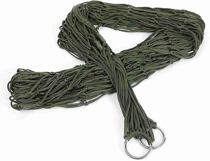 Camping Hammock, Comfortable Hanging Bed, Nylon Mesh Rope Hammock, Portable Outdoor Camping Net for Hiking Adventures, Weekend Getaways, and Backyard Relaxation
