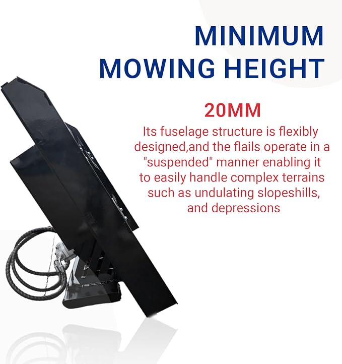 Professional Mini Skid Steer Flail Mower, Heavy Duty Precision Welding, 44-Inch Width, Hydraulic Cutting System for Complex Terrain, 20mm Minimum Height