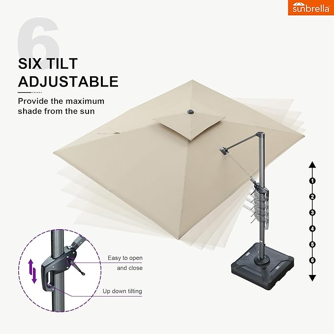 PURPLE LEAF Patio Umbrella with Base Included 9' X 12' Cantilever Outdoor Double Top Large Rectangle Umbrella Heavy Duty 360° Rotation Offset Hanging Umbrella for Garden Deck Pool Spectrum Sand