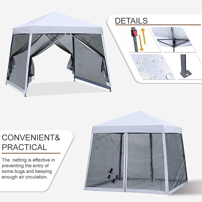 MASTERCANOPY Pop Up Gazebo Canopy with Mosquito Netting (11x11, White)
