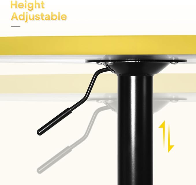 Athena Collection Bar Table Modern Round Cocktail Table Height Adjustable, Tall Bistro Pub Table with Sturdy Base, Suitable for Home, Kitchen, Pub, Restaurant, Yellow