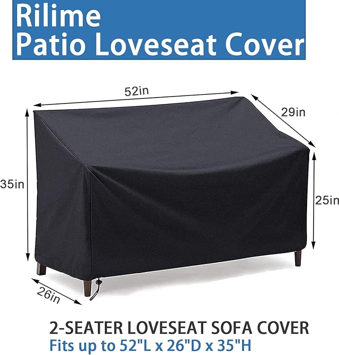 Patio Bench Cover,Outdoor 2-Seater Waterproof Outdoor Loveseat/Glider/Sofa/Furniture Cover,52"L x 26"W x 35"H