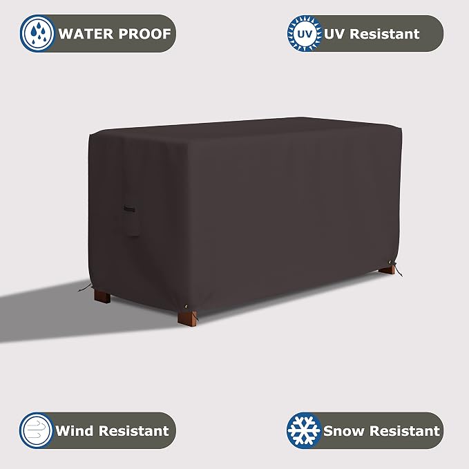 Covers & All Patio Deck Box Cover - Heavy Duty 18 Oz Waterproof Outdoor Yard Cushion Storage Box Protection 100% Weather Resistant with Air Pockets and Drawstring. (63” W X 30”D x 28”H, Coffee)