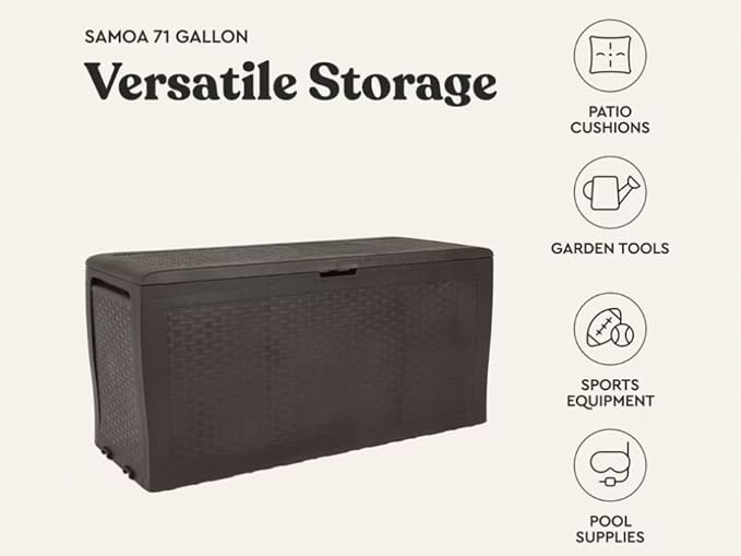 70 Gallons Large Outdoor Resin Deck Box, Brown