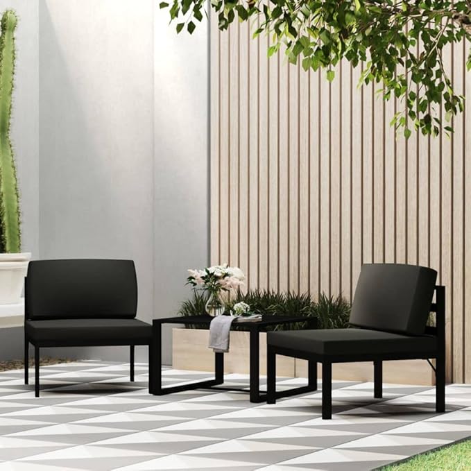 3 Piece Patio Sofa Set with Cushions Aluminum Anthracite, Outdoor Patio Sectional, Outdoor Sofa Set, Furniture Conversation Sets, Outdoor Porch Furniture for Balcony, Yard