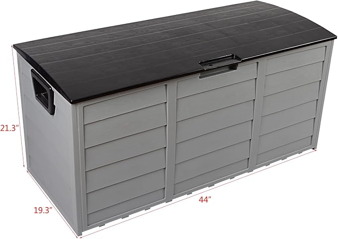 75gal Patio Garden Storage Deck Box, Large Storage Box Organizer, Lockable Seat & Wheels Durable Plastic Weatherproof Extra Storage for Tools, Cushions, Toys Easy Assembly Black
